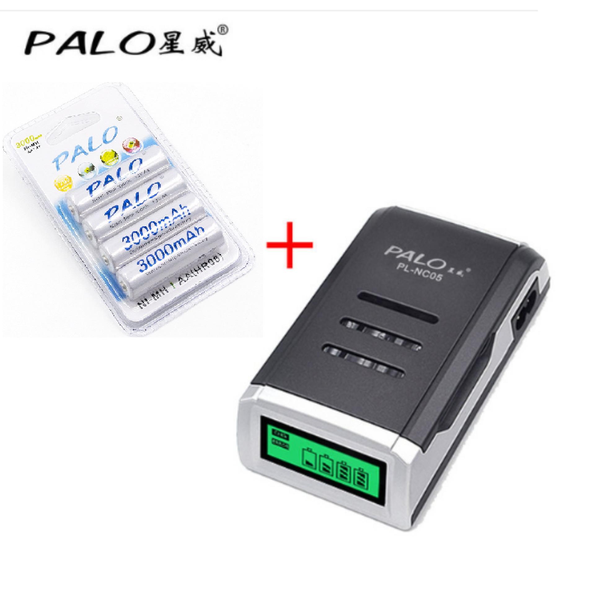 Sạc pin aa,aaa màn hình lcd kèm 4 pin sạc aa 3000mah palo cao cấp chuyên mic karaoke ,chuột không dây ...