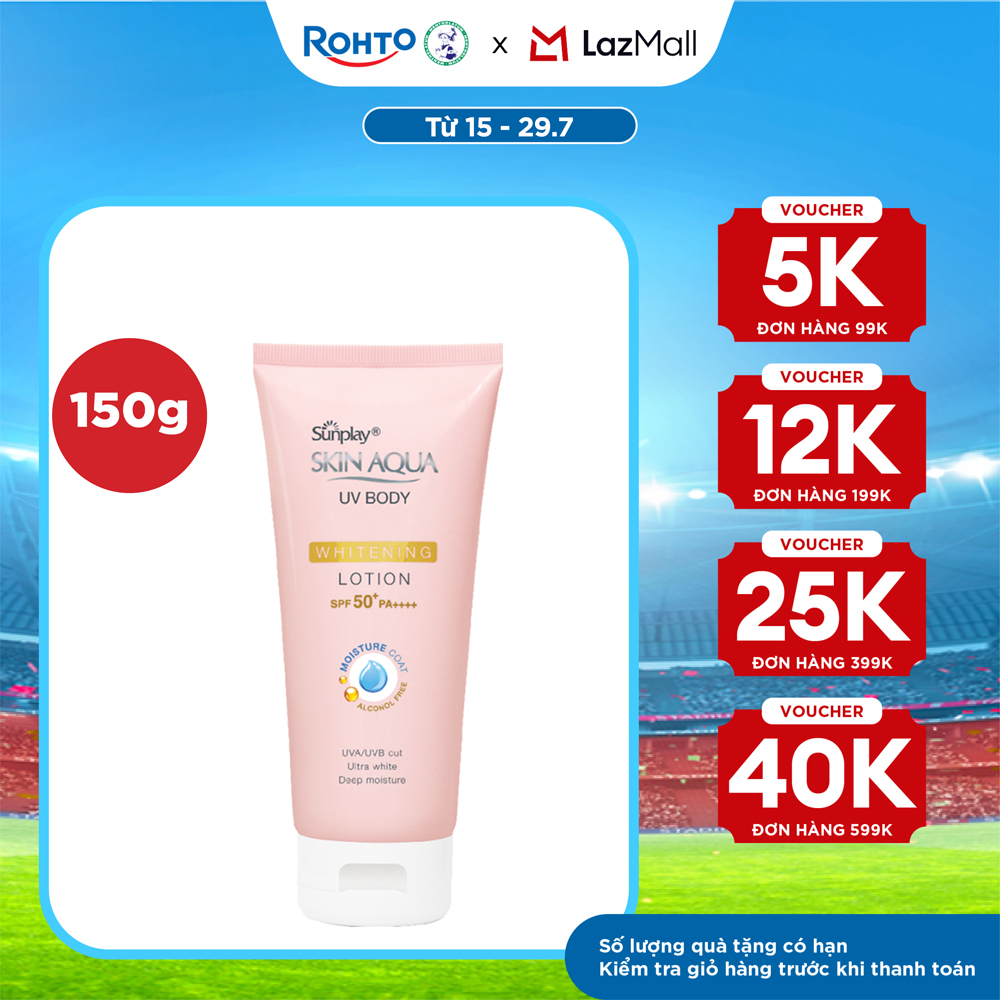 Kem chống nắng body Skin Aqua dưỡng trắng dùng hàng ngày Sunplay Skin Aqua UV Body Whitening Lotion SPF 50+ PA++++ 150g