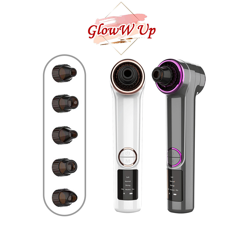 Máy hút mụn đầu đen cầm tay 3 cấp độ hút sạch sâu nang lông loại bỏ mụn bã nhờn hiệu quả dụng cụ làm sạch lỗ chân lông 5 đầu hút công nghệ nén nóng giúp hút mụn cám mụn đầu đen - gloww up