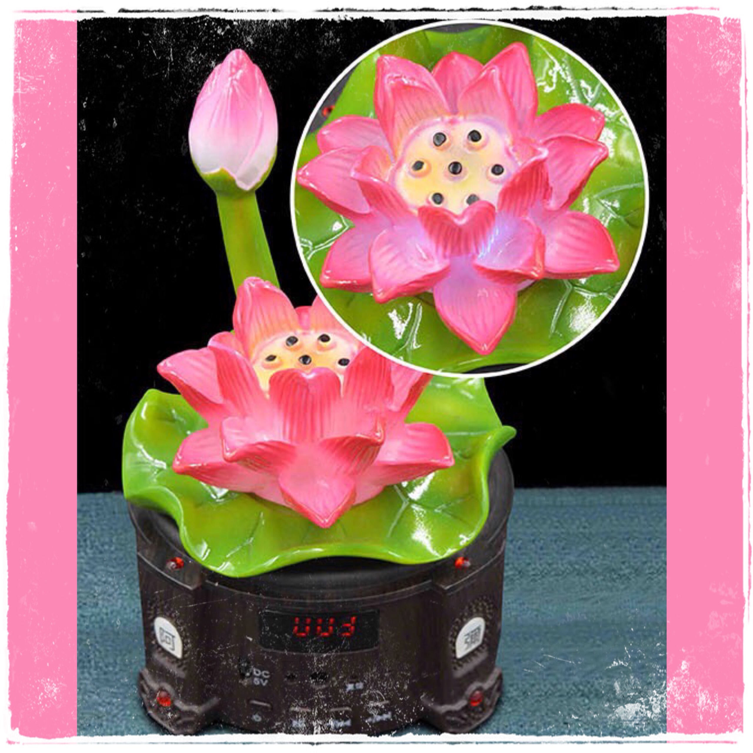 Máy nghe kinh hình hoa sen phong thủy có đèn