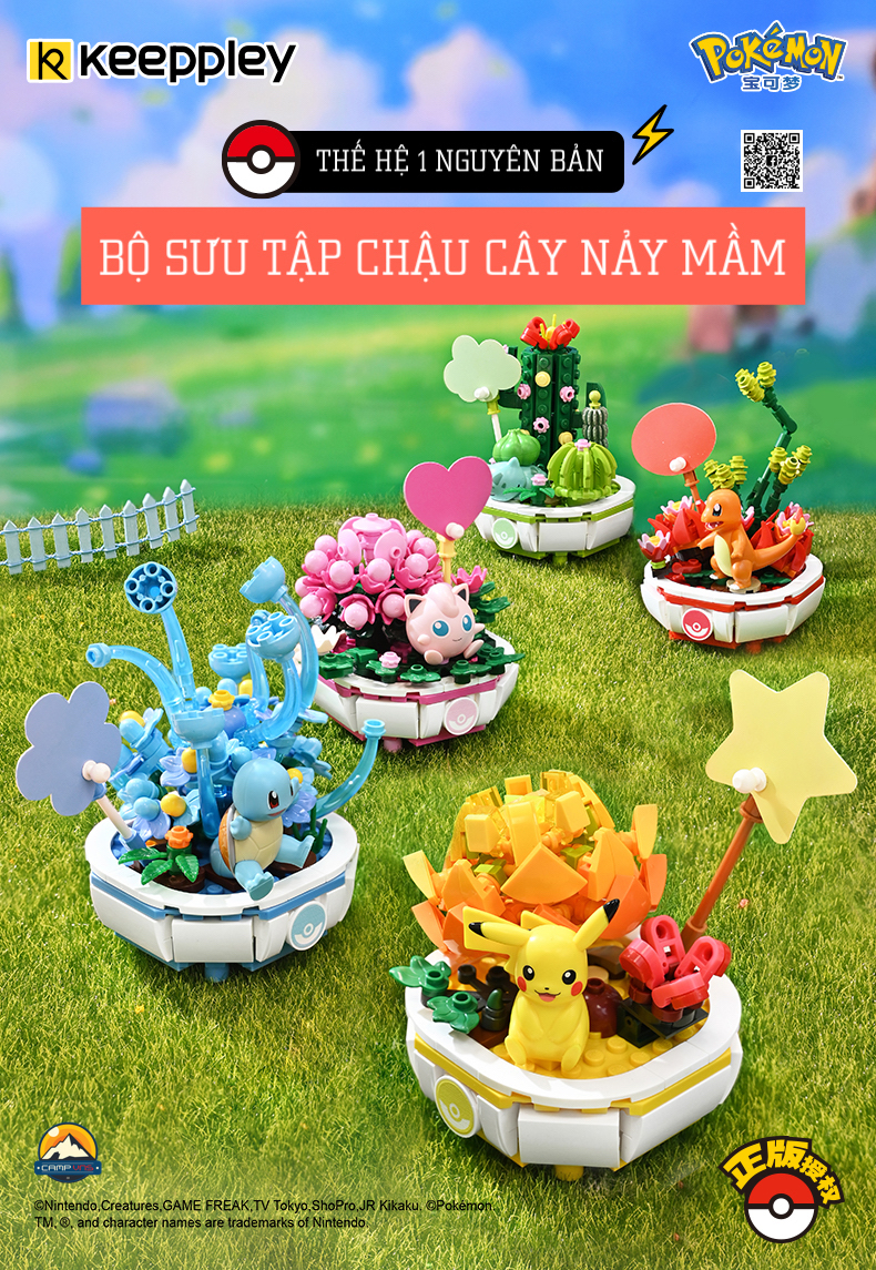 Đồ chơi lắp ráp xếp hình Pokemon bộ sưu tập chậu cây nảy mầm chính hãng Keeppley
