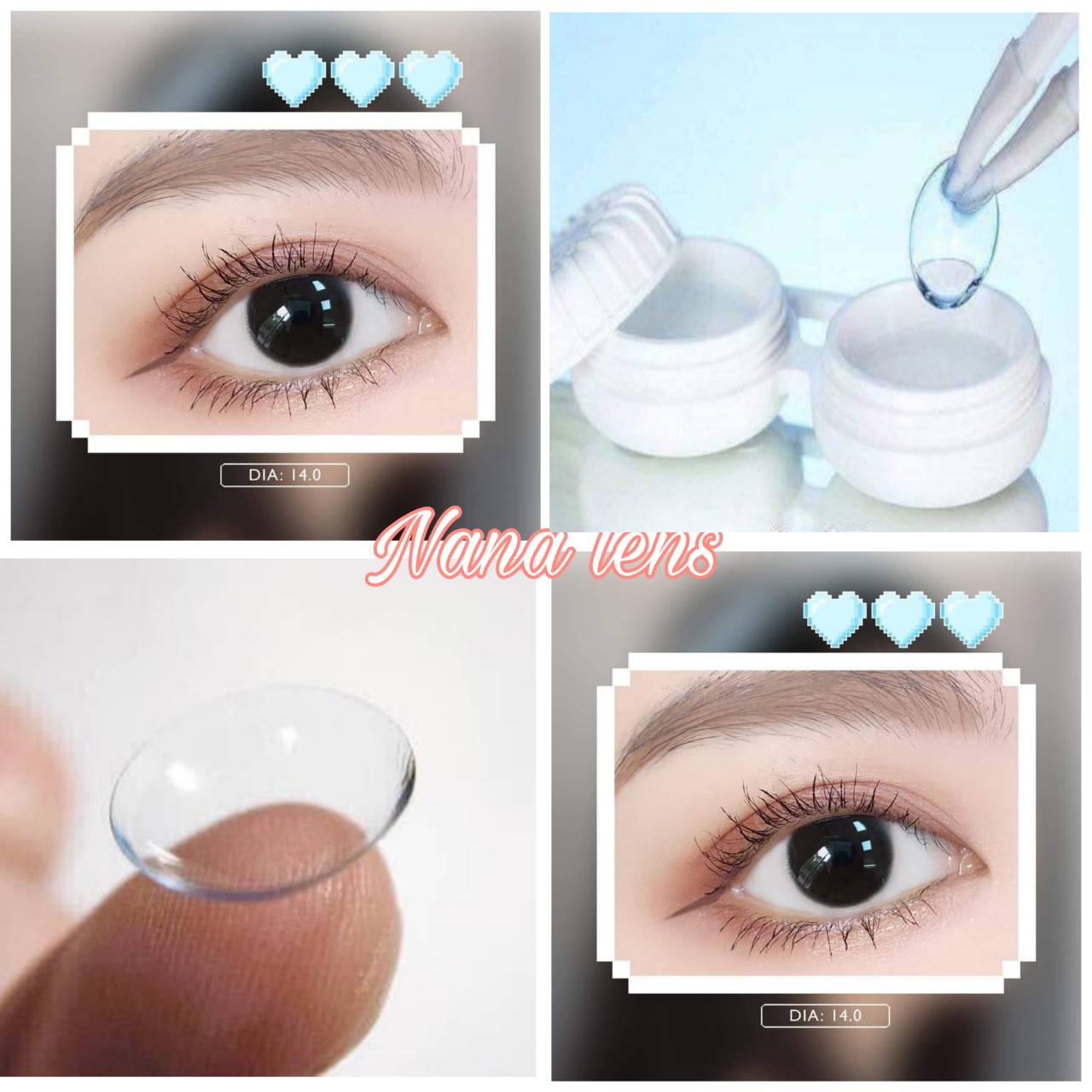 Lens - Kính áp tròng cận trong suốt có đủ độ ( Full độ từ 1 đến 6) sử dụng 1 năm tặng kèm khay đựng