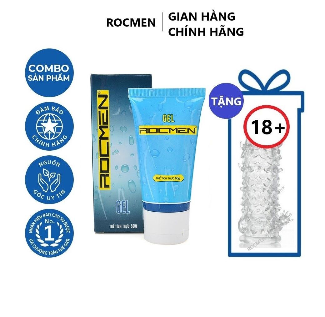 FREESHIP Bộ 1 Gel bôi trơn Brazil Rocmen gốc nước 50g tặng 1 bao cao su kiểu dùng nhiều lần