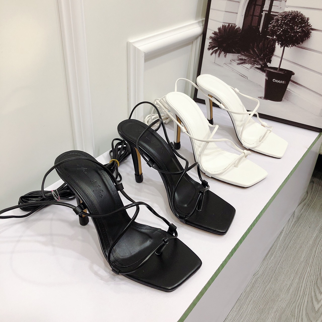 Sandal kẹp ngón chiến binh cao 9 phân Xăng đan quấn dây Giày cao gót chiến binh
