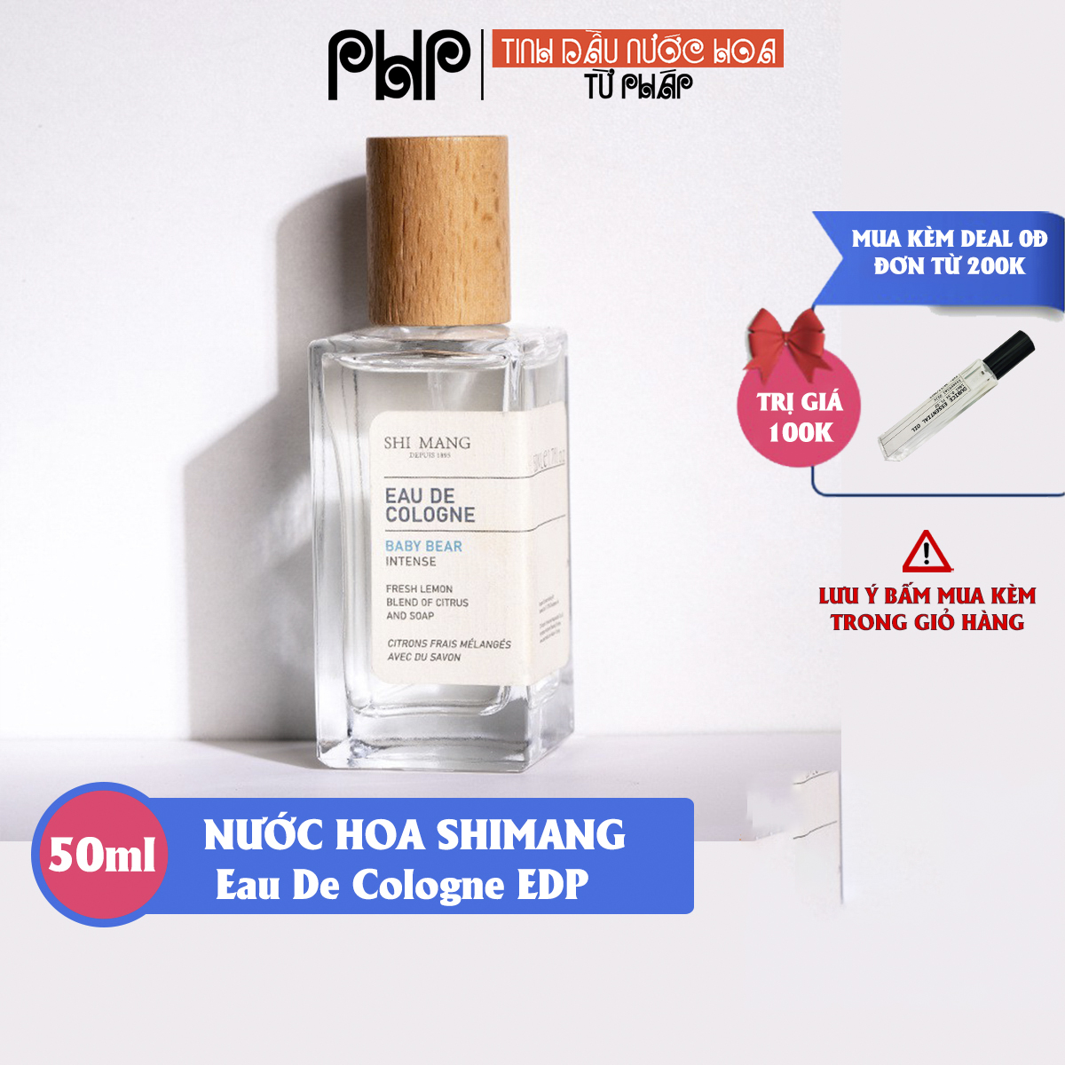 [TPHCM] Xịt thơm Body Mist Shimang Bản Cao Cấp Eau De Cologne EDP 50ML - Nước hoa Shimang Chai vuông nắp gỗ