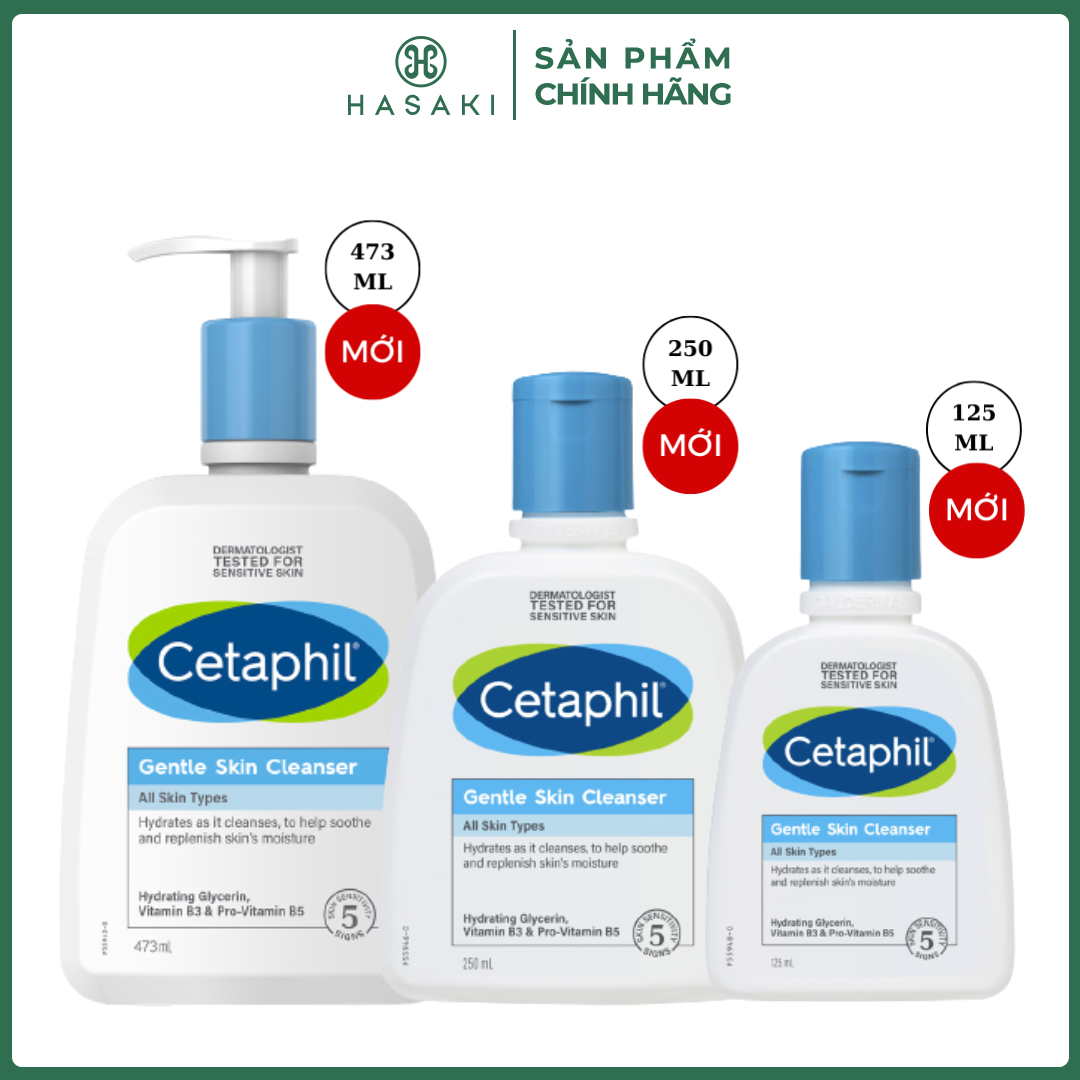 Sữa Rửa Mặt Cetaphil Dịu Nhẹ Không Xà Phòng mẫu mới 1000ml, 500ml, 250ml, 125ml Hasaki Sản phẩm chính hãng