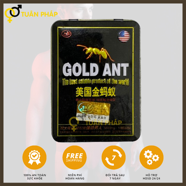 Viên uống tăng cường sinh lí nam Gold Ant 5800mg (Kiến đen) hàng Mỹ "khẳng định bản chất phái mạnh"
