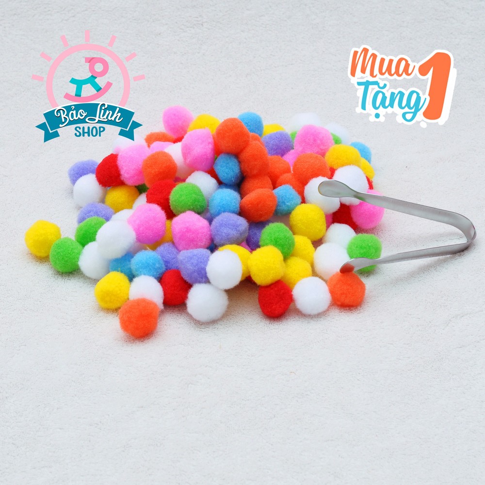 Set pom pom size 2,5cm 150 quả - tặng quà| đồ chơi an toàn