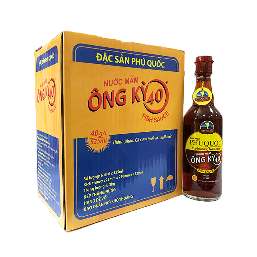 Nước mắm ông kỳ phú quốc 35/38/40/43 độ đạm thùng 6 chai 525ml