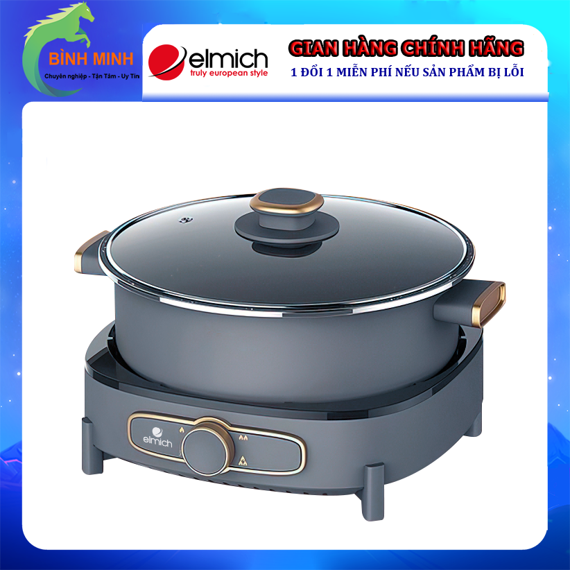 Nồi lẩu nướng điện đa năng elmich 5,5l mep-3910 - hàng chính hãng