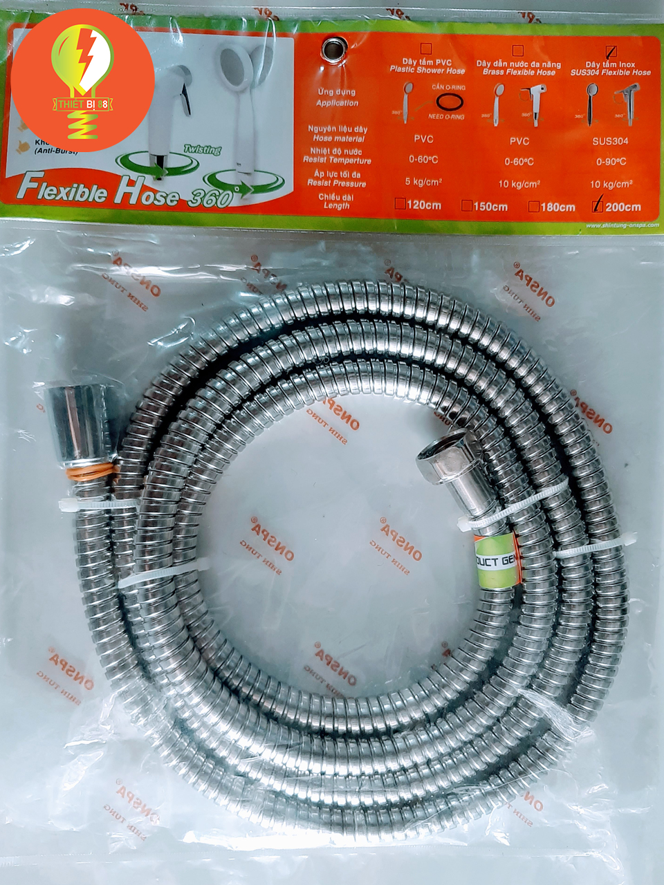 Dây vòi sen onspa dây inox dài 2 mét