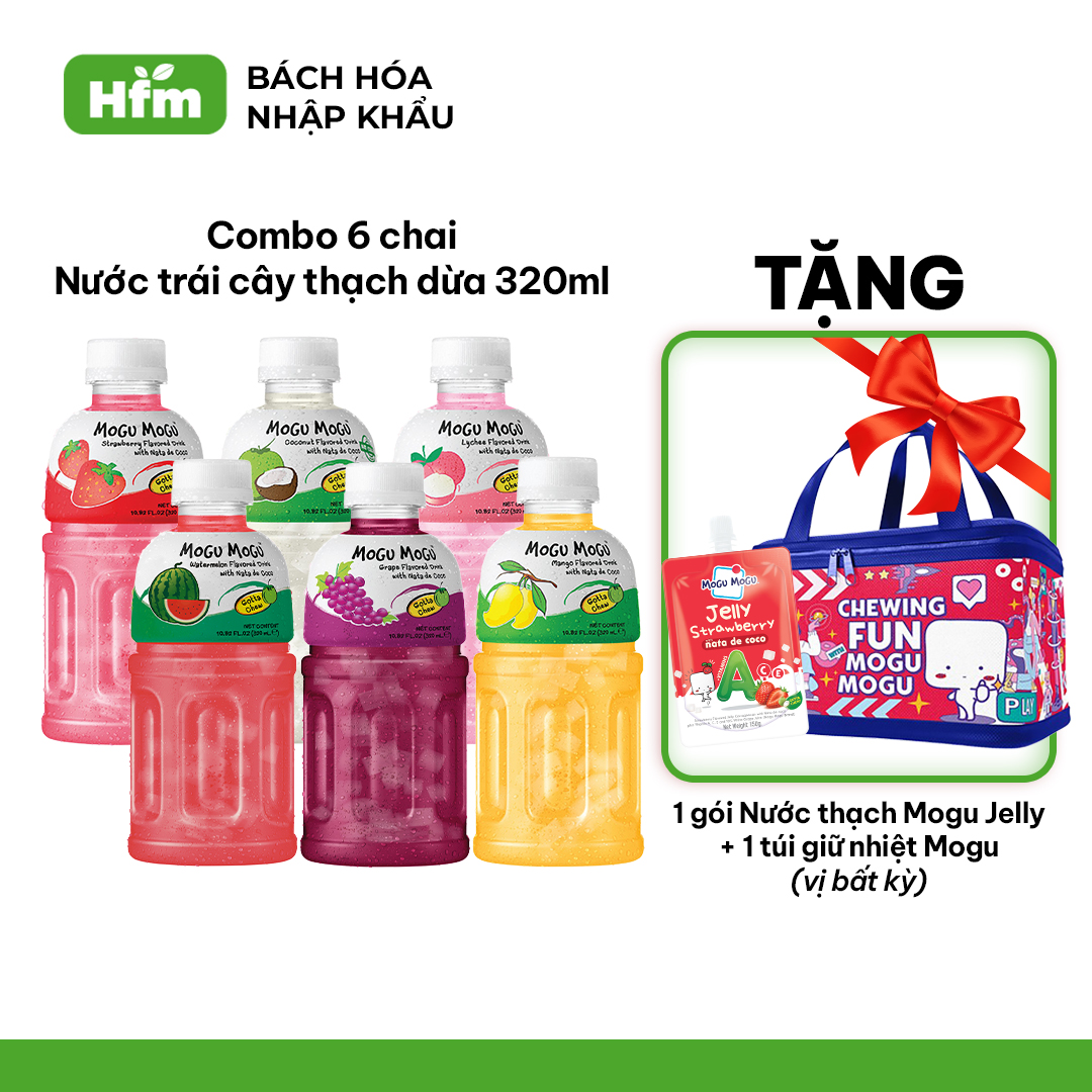   MUA 6 CHAI TẶNG 1 GÓI MOGU JELLY + 1 TÚI GIỮ NHIỆT MOGU  Nước Thạch Dừa Mogu Mogu 320ML Nhập Khẩu Thái Lan Chính Hãng  Hương Trái Cây Nhiều Vị Lựa Chọn 