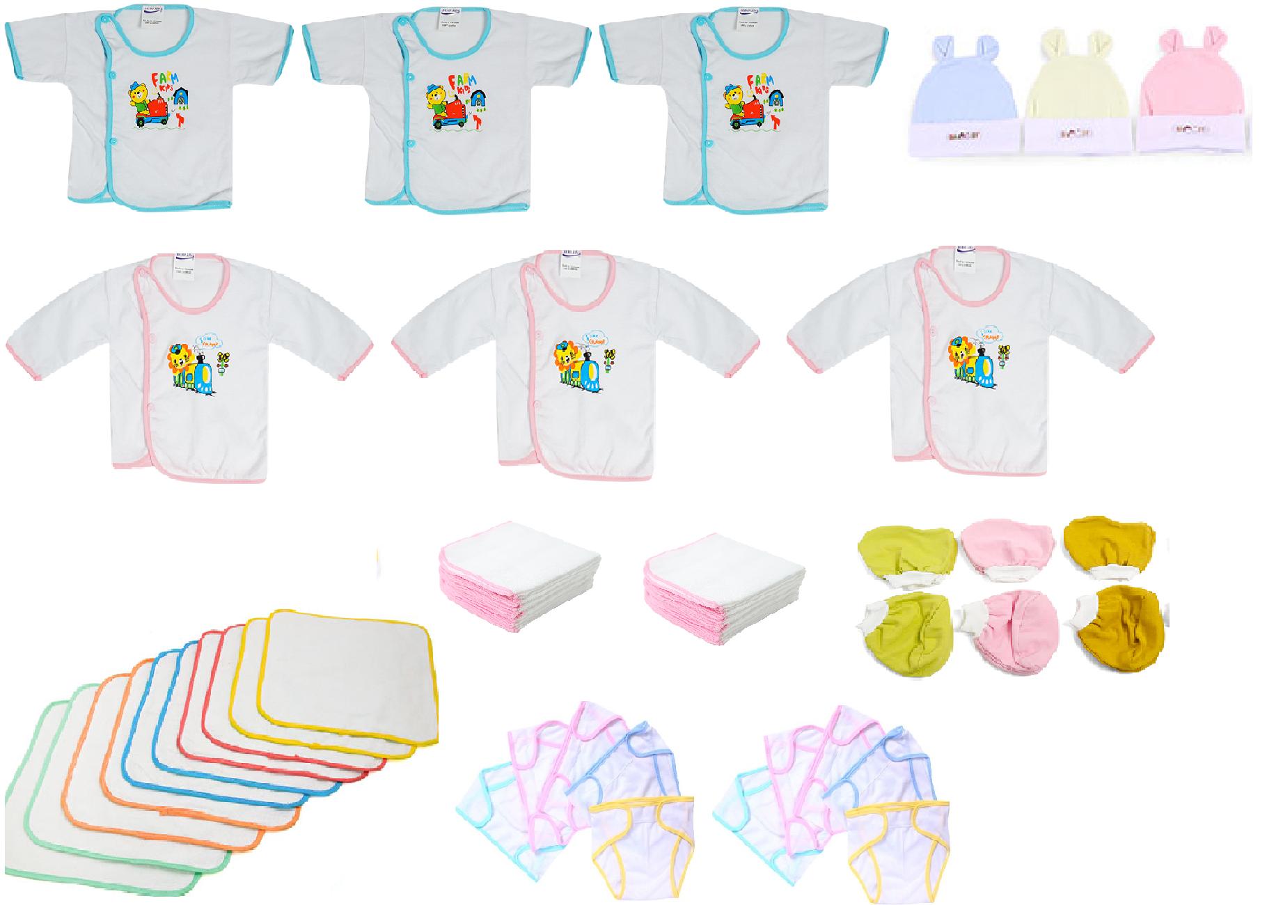 [HCM]Set 45 món đồ cho bé sơ sinh từ 0 đến 12 tháng tuổi( 3 áo dài tay + 3 ngắn tay + 3 nón + 3 căp bao tay + 3 cặp bao chân + 10 khăn + 10 tã đóng bỉm + 10 tã lót