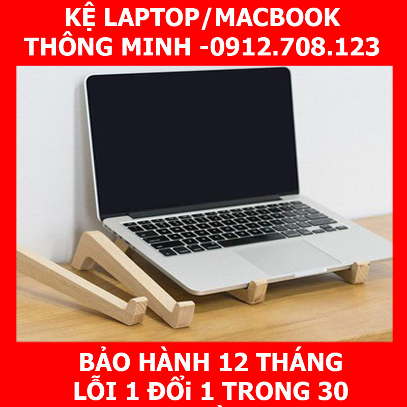 Kệ laptop, Giá đỡ Macbook bằng gỗ tự nhiên tiện dụng QT03