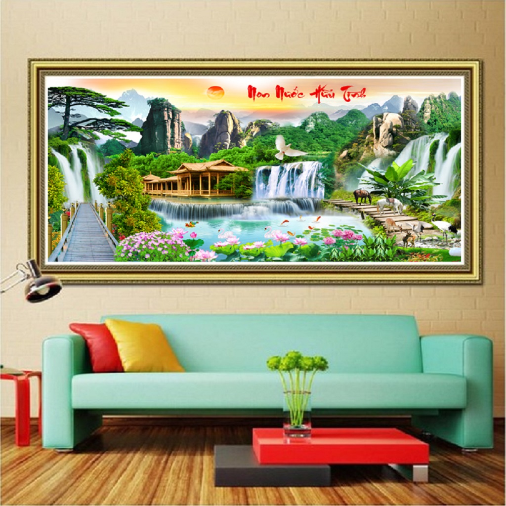 Tranh đính đá phong cảnh khổ lớn vs173 kt:200*100cm