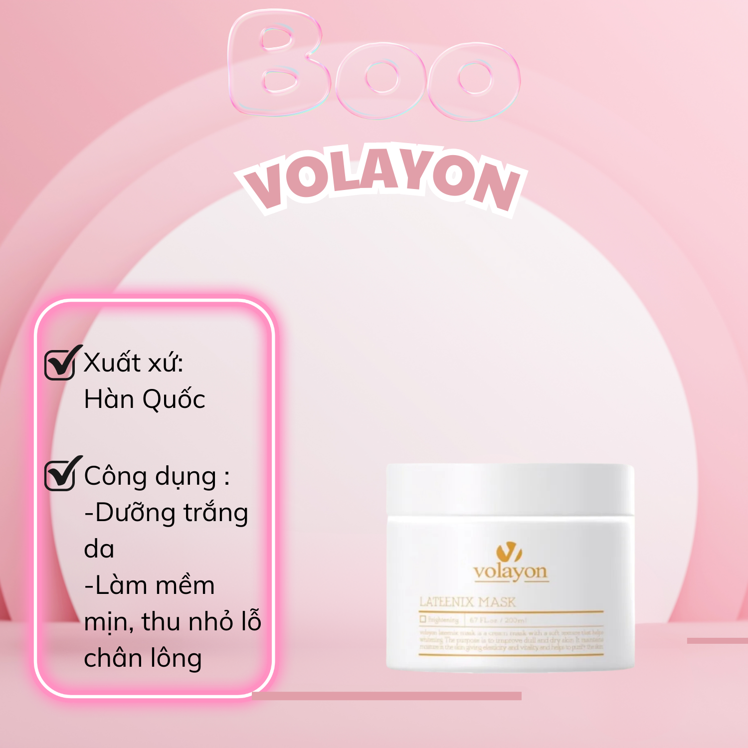 Mặt Nạ Ủ Trắng Da Volayon Lateenix Hàn Quốc