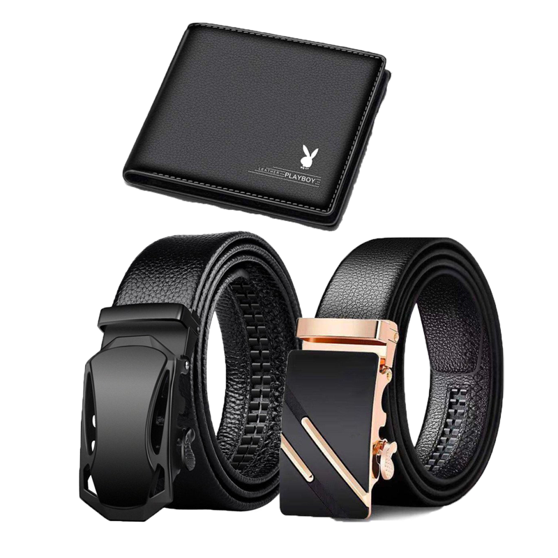 Bộ đôi thắt lưng nam dây nịt nam chất liệu da bò khóa tự động hàng hiệu cao cấp, tặng ví da nam cao cấp MP02+XV+SN