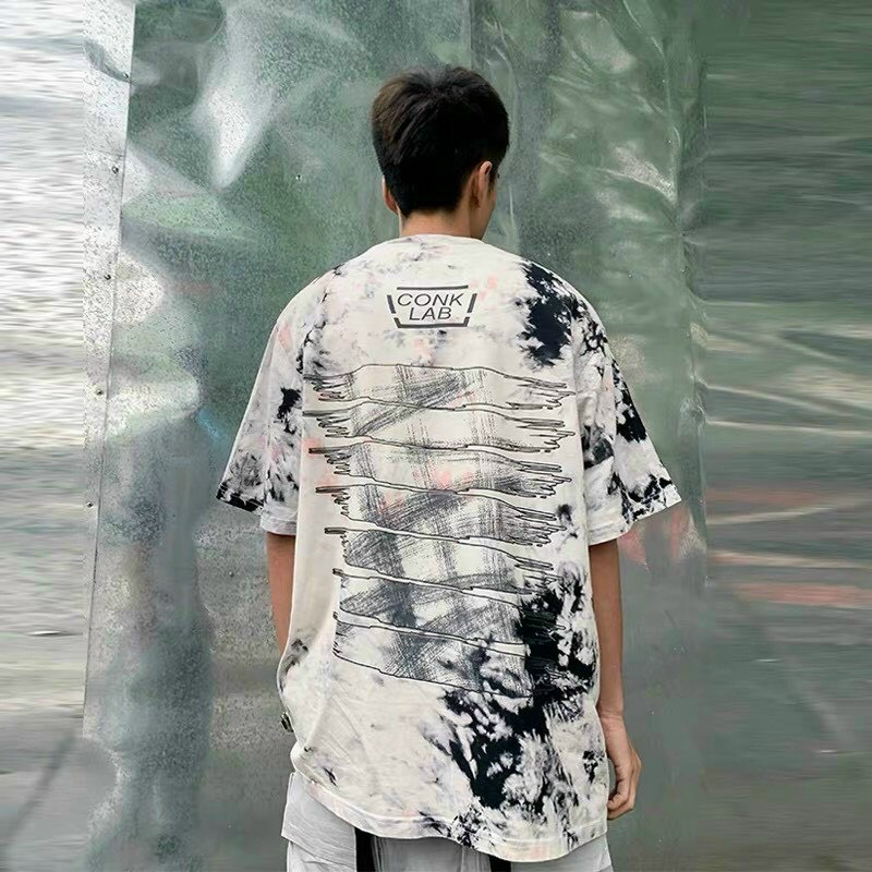 Áo thun unisex form rộng loang màu trắng xám phông cách bụi bặm ttkxa0111