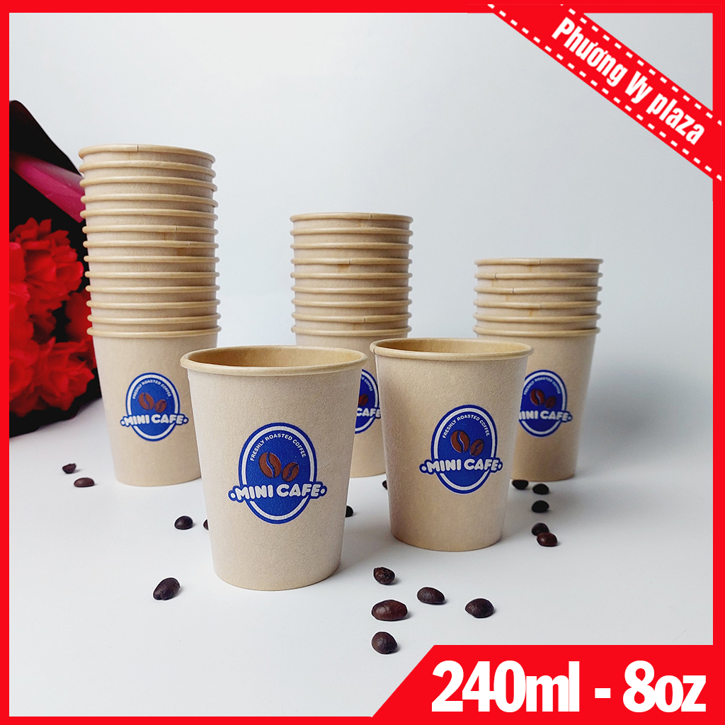 50 chiếc cốc giấy 240ml - 8oz mini cafe ly giấy nhập khẩu hàn quốc