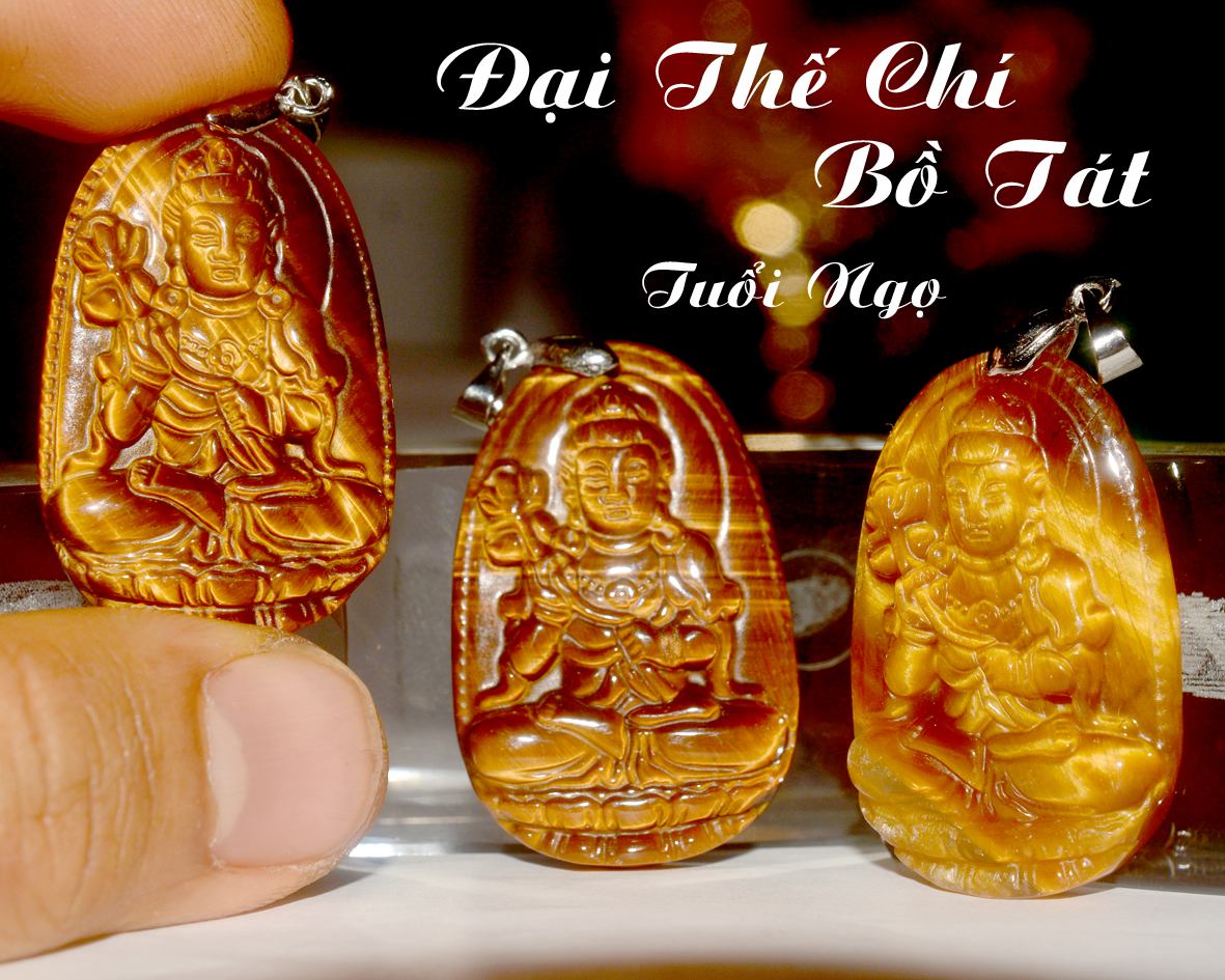 Mặt dây chuyền đá mã não Đại Thế Chí bồ tát-Phật bản mệnh tuổi Ngọ