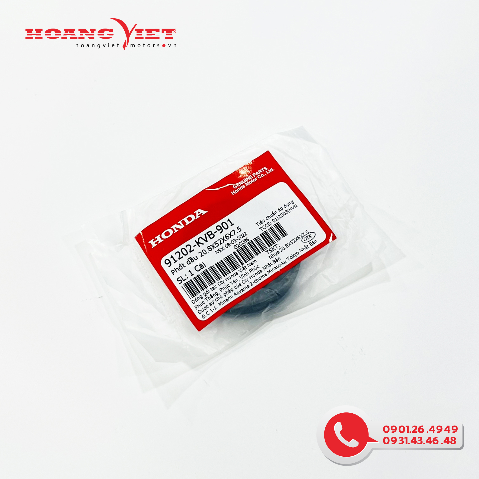 Phớt dầu 20.8x52x6x7.5 - honda phớt dầu honda cỡ 20.8x52x6x7.5 - 91202kvb901