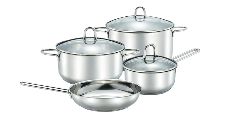 Bộ nồi 3 chiếc+1 chảo inox junger jc200-7 món