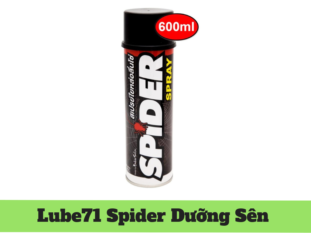 Chai Xịt Bôi Trơn Bảo Vệ Sên Xe máy Spider Spray dung tích 600ml LUBE71 Dùng Cho Mọi Loại Sên