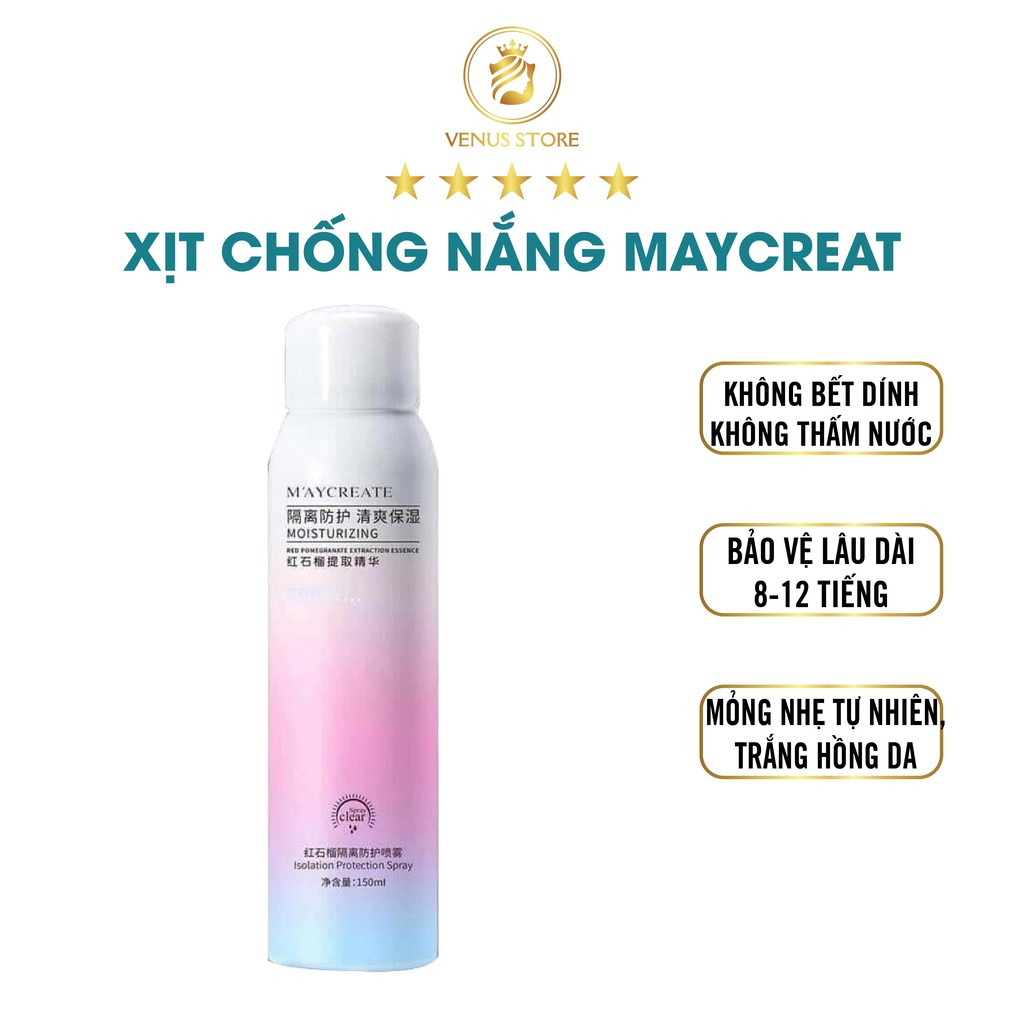 Xịt Chống Nắng Trắng Da M'ayCreate Moisturizing 150Ml Hàng Chính Hãng Nội Địa Trung Kem Chống Nắng