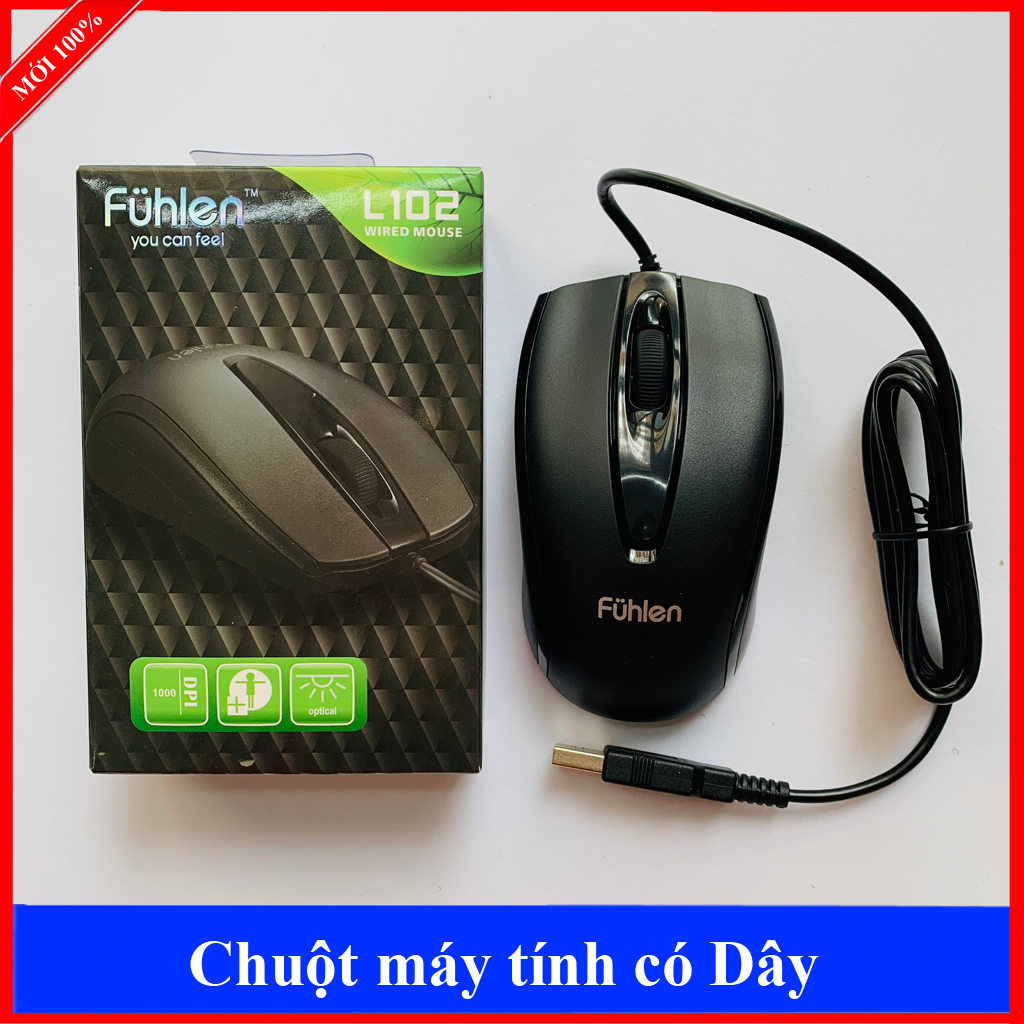 Chuột máy tính có dây Fuhlen L102 cắm cổng USB màu Đen