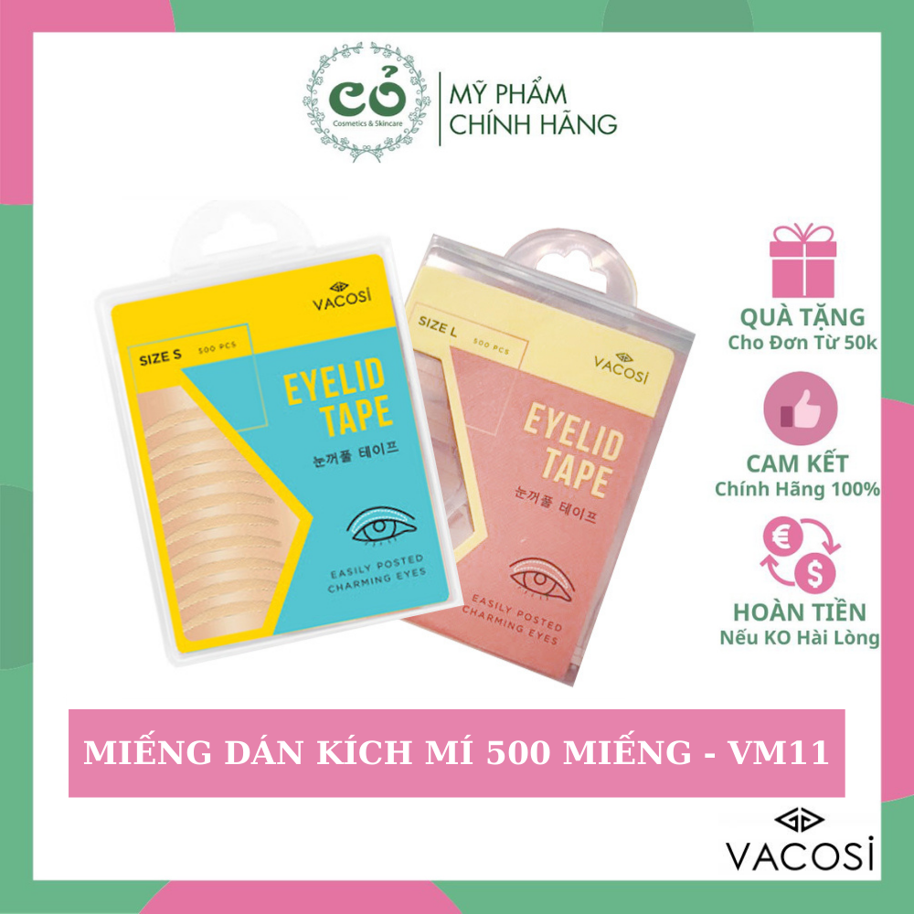 Miếng dán kích mí Vacosi Eyelid Tape 500 Miếng Hộp Vuông - VM11