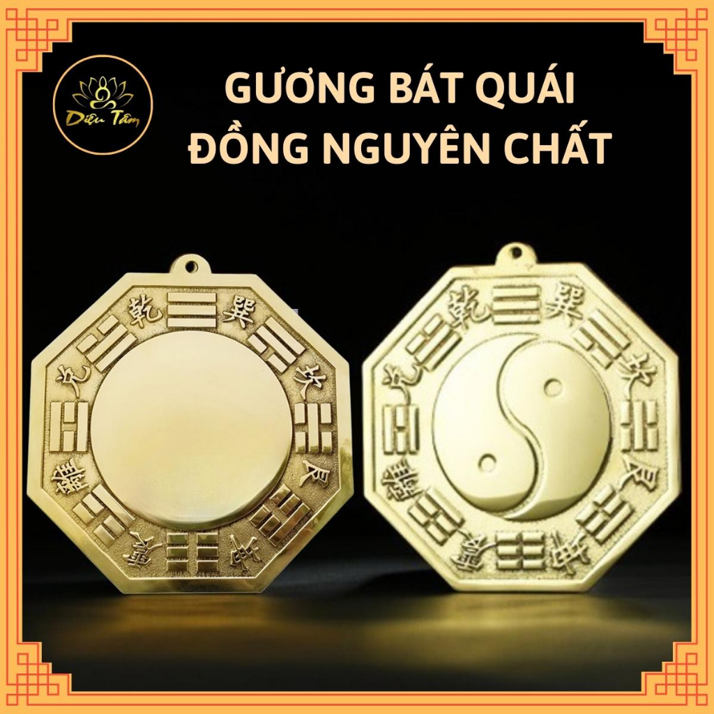 Gương bát quái phong thủy bằng đồng mặt trơn chuẩn đồng thau