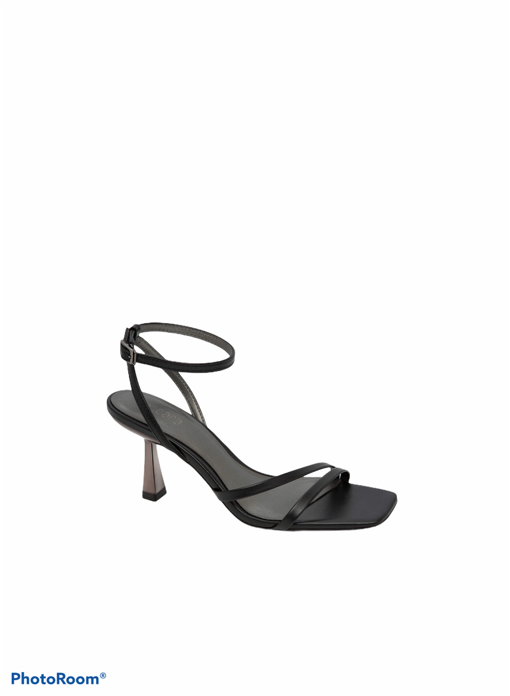 Giày Nữ Sandal Ankle Strap Gót Trụ Metallic VASCARA - SDN 0694 - Màu Đen