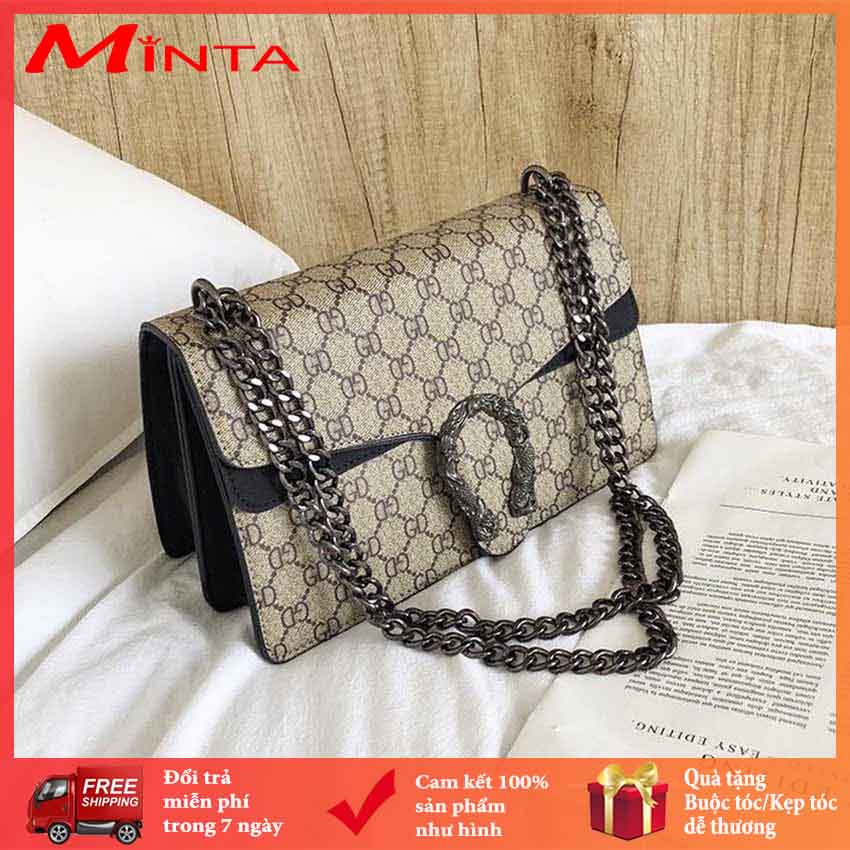 [CÓ VIDEO+ẢNH THẬT] Túi Xách Nữ Đầu Rồng Phối Màu, Túi Đeo Chéo Nữ Thời Trang Giá Rẻ (Màu đen, Màu trắng, Màu đỏ, Màu vàng) - Minta