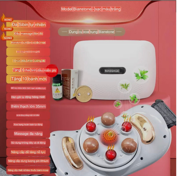 Máy massage bụng đa năng tích hợp đá nóng himalaya giúp giảm mỡ bụng, chân đùi dễ dàng sử dụng bh 12 tháng , đai massage bụng