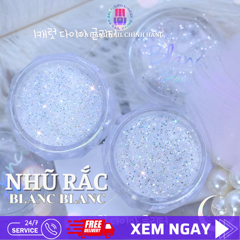 Bột nhũ cao cấp rắc móng tay Hàn quốc Blanc Blanc lấp lánh 1.5g