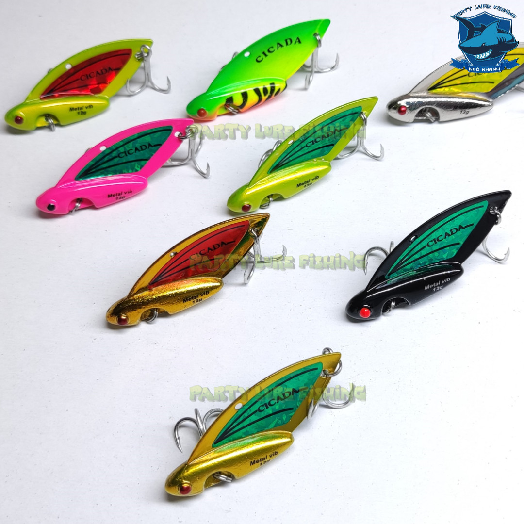 Mồi câu lure cá sắt Cicada 12g, mồi câu cá lóc, chẽm... bản ép nhủ phản quang Metal Vip sơn theo công nghệ Nhật