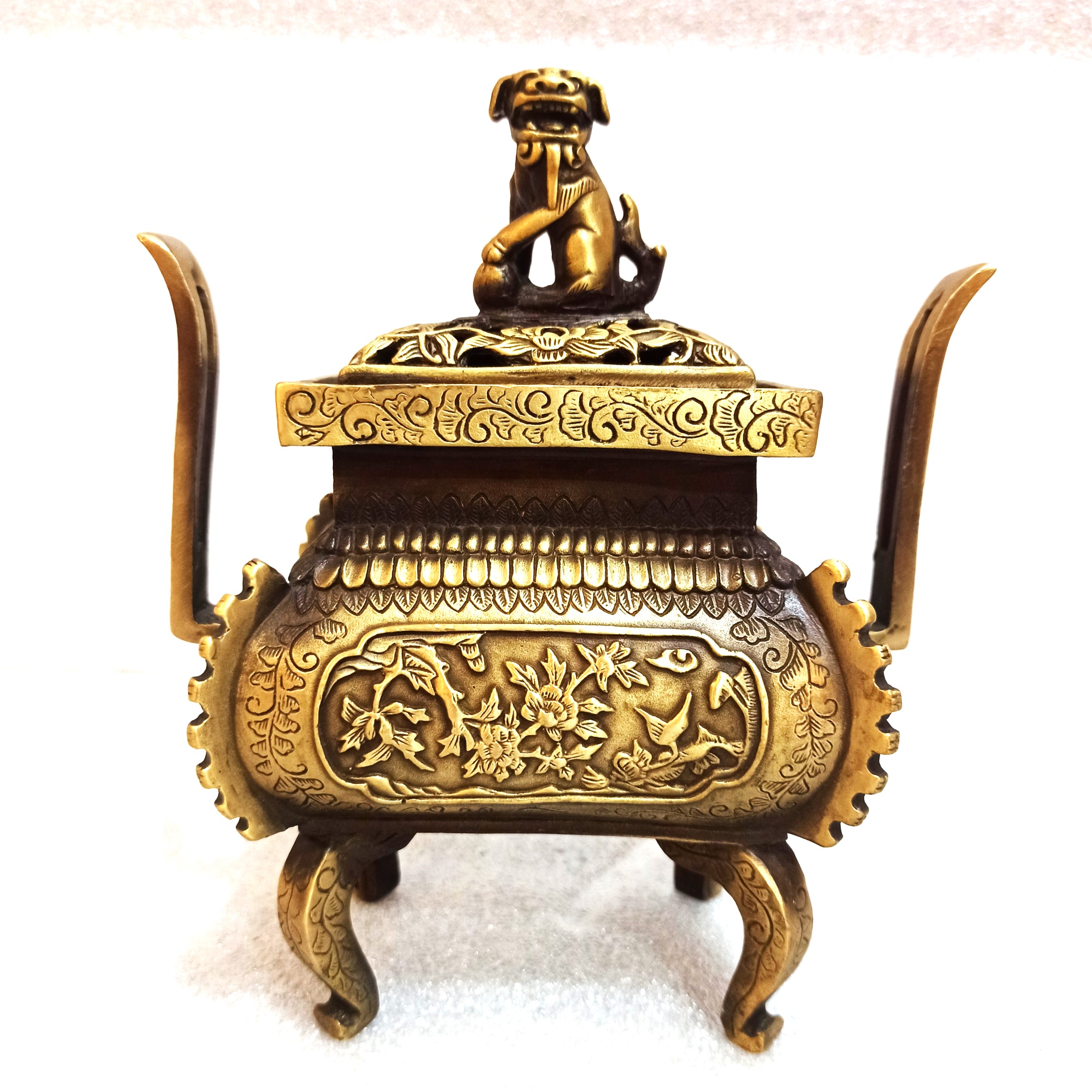 Đỉnh lư đồng xông trầm hương, đỉnh lư đốt trầm bằng đồng nắp nghê hoa văn đẹp cao, đỉnh lư xông trầm cỡ đại