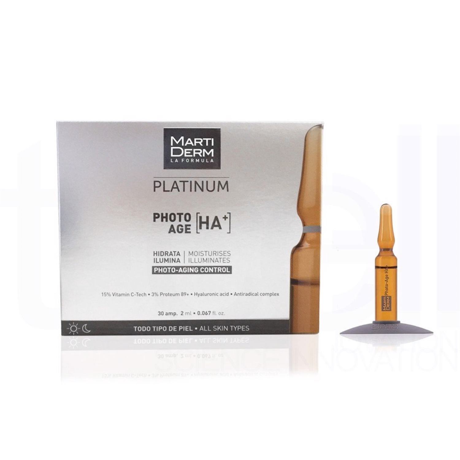 Martiderm platinum photo age ha+ – ampoules 15% vitamin c nguyên chất chống lão hóa – 60ml