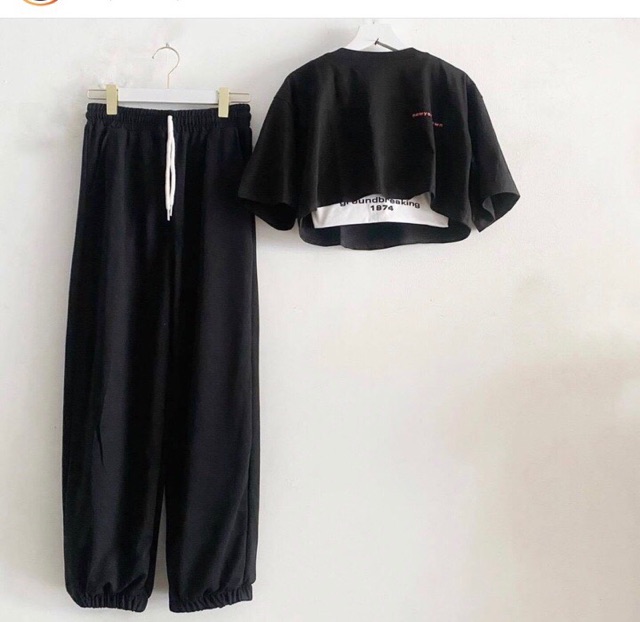 ❄️❄️Set bộ quần nỉ trơn + set áo croptop chất iệu tốt bền màu mang lại cảm giác thoải mái cho người mặc cam kết sản phẩm như hinh