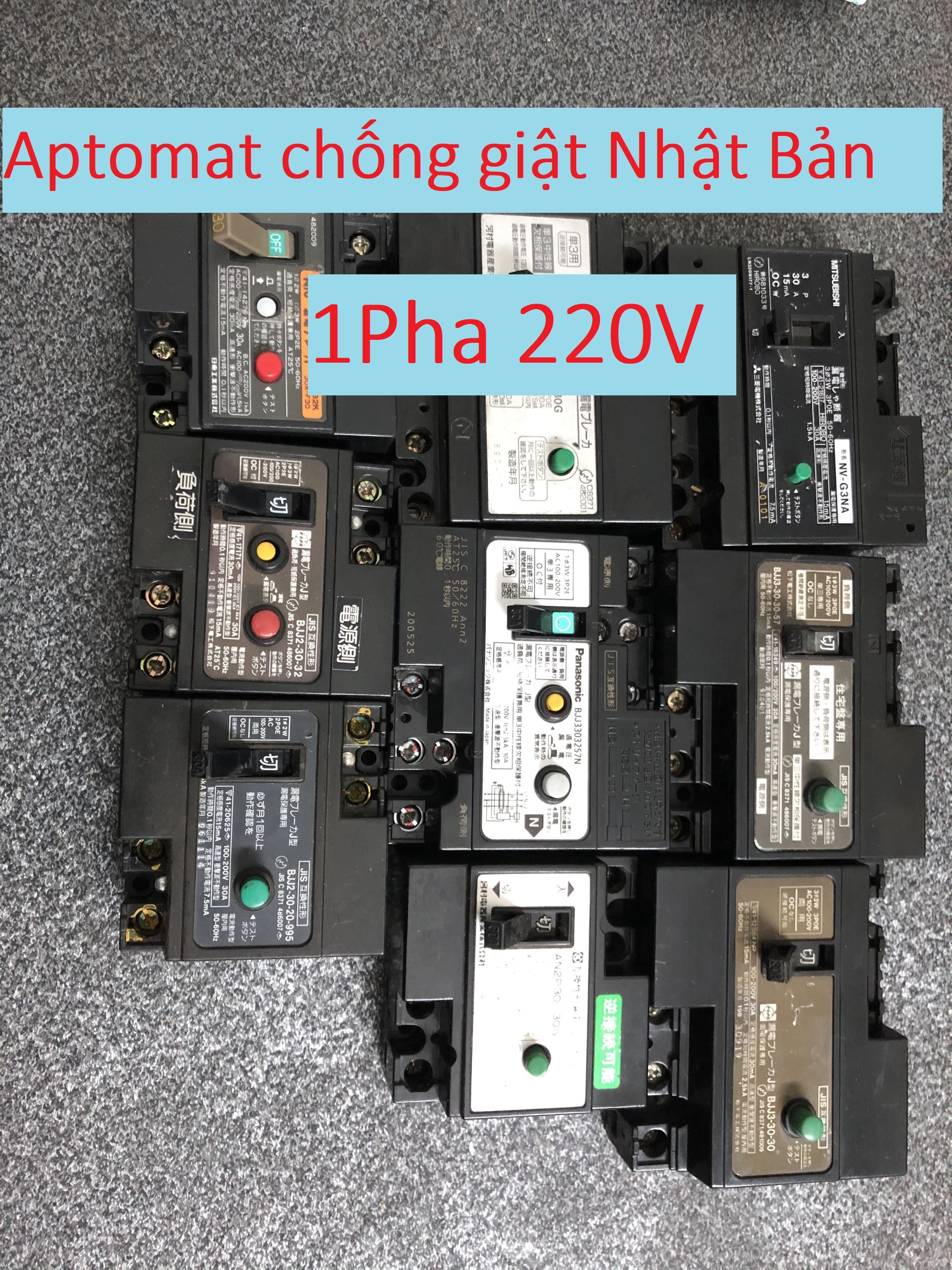 Aptomat chống giật chống rò Nhật Bản 1pha 15A- 20A - 30A (dòng rò 15mA-30mA)