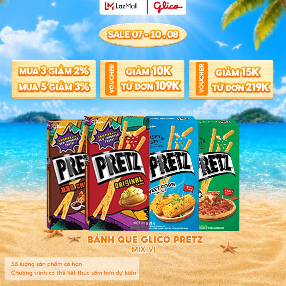 Hộp Lẻ - Bánh Que Snack Nướng Giòn GLICO Pretz 4 vị (Hộp Lẻ)