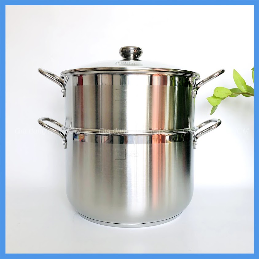 Bộ nồi xửng hấp nắp kiếng fivestar 30cm