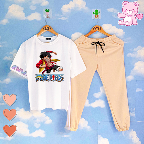 Set áo thun tay lửng quần kẻ 3 sọc, quần unisex 2 sọc