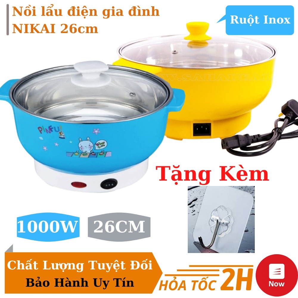 Nồi lẩu điện 26cm cao cấp - nồi lẩu inox 24cm - nồi lẩu - đồ dùng gia đình - dụng cụ nhà bếp