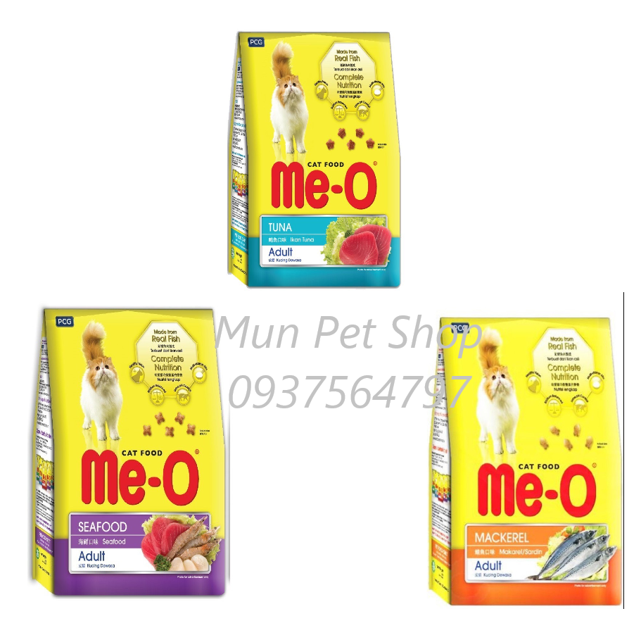 Thức ăn hạt mèo Me-o vị cá ngừ, vị hải sản, vị cá thu, cá hồi 1,2kg