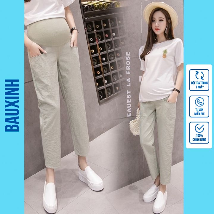 Quần bầu dài Baggy công sở có đáp bụng và chun rút điều chỉnh