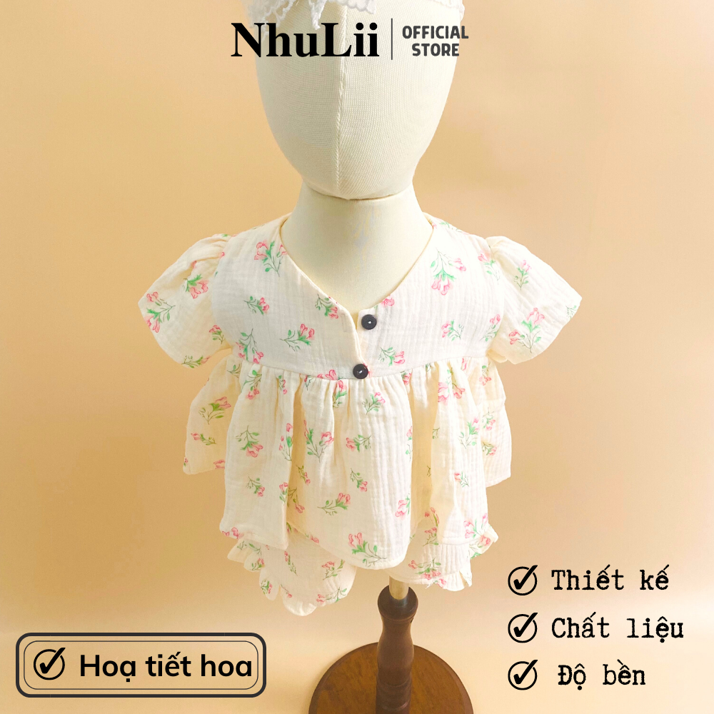 Đồ bộ bé gái Bộ váy cánh tiên hoạ tiết cho bé 7 đến 17 kg NI004 - 2