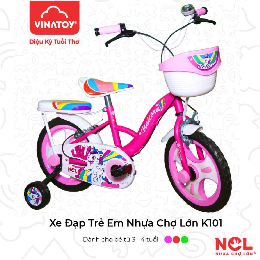 [GIAO NHANH 2H] Xe Đạp Trẻ Em Nhựa Chợ Lớn 14 inch K101 Dành Cho Bé Từ 4 - 5 Tuổi - M1775-X2B