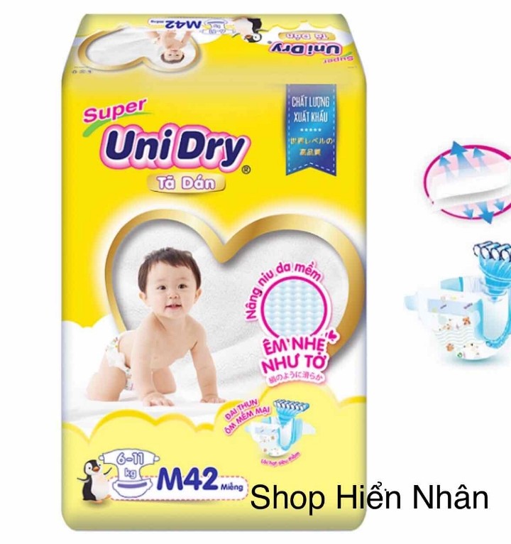 Tã dán Unidry mẫu mới size M42 miếng dùng cho trẻ từ 6-11kg