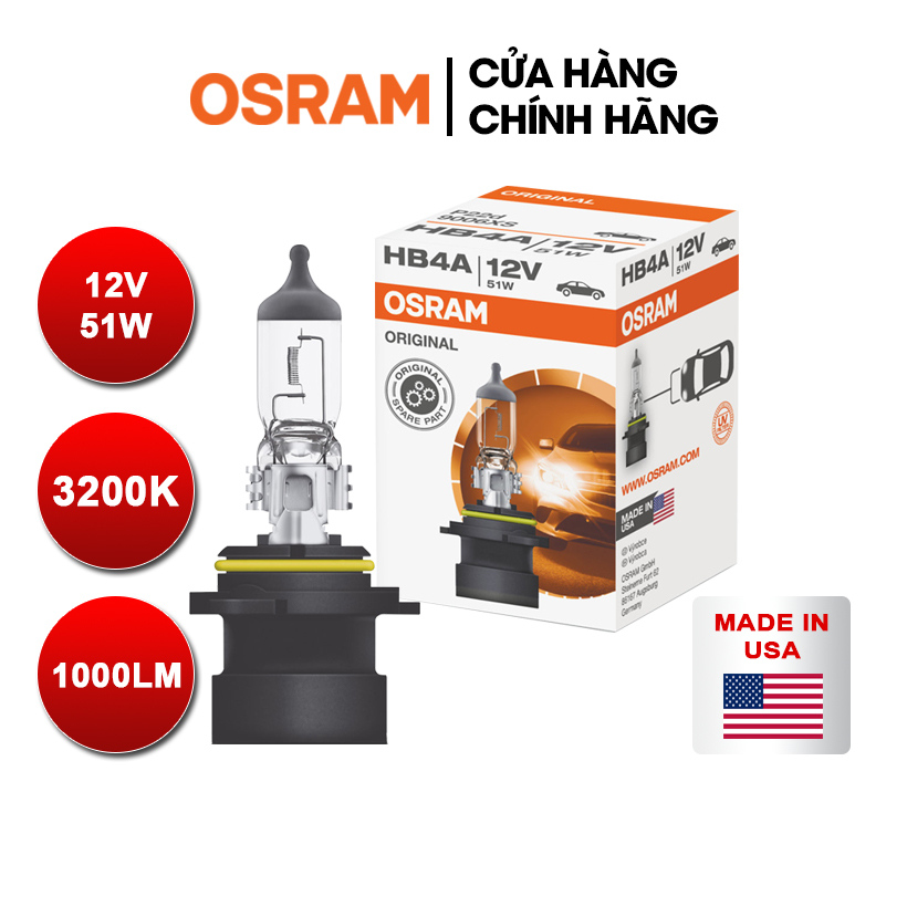 Bóng đèn halogen osram original hb4 12v 51w - nhập khẩu chính hãng